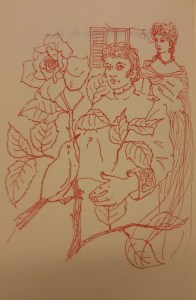 The ladies from the tramps... why should he decide? c.1960 illustration of Oscar Wilde's 'The Nightingale and the Rose'